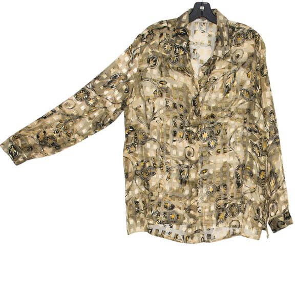 Vintage CM Shapes Top Sheer Floral Cottage Boho Y2K Grunge Romantic Button Up XL - Picture 5 of 5